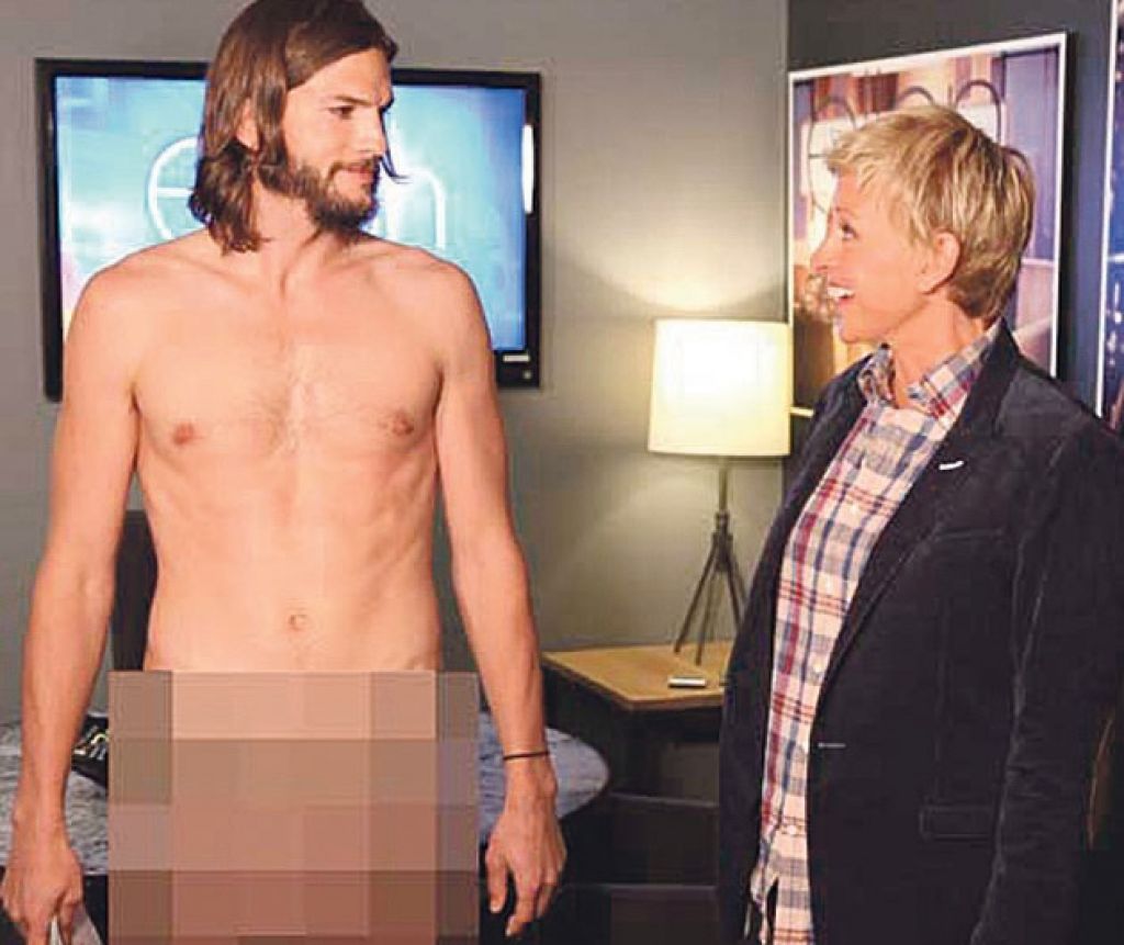 Ashton Kutcher se je  z Ellen pogovarjal nag